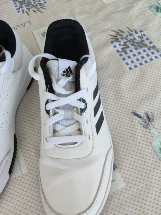 Deportivas Adidas Talla 40 Blancas Rayas Azules