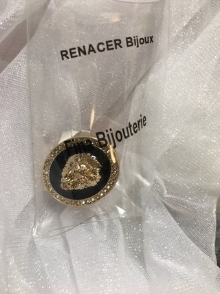 Anillo León Glamour Negro Dorado
