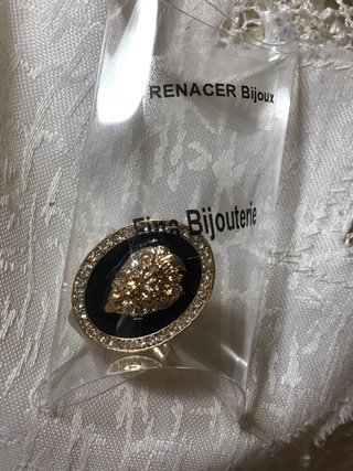 Anillo León Glamour Negro Dorado