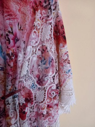 Vestido kimono floral encaje talla única