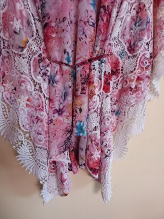 Vestido kimono floral encaje talla única