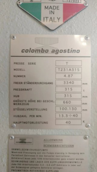 Prensa COLOMBO AGOSTINO T231A315