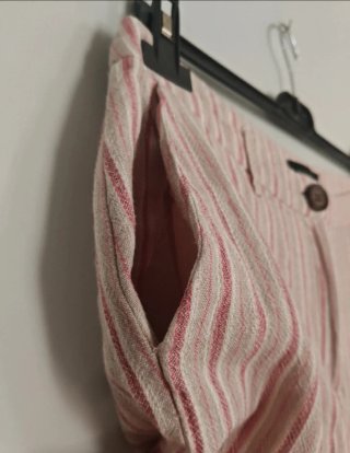 Pantalón pirata rayas algodón lino