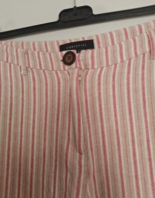 Pantalón pirata rayas algodón lino