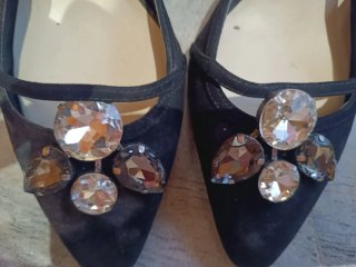 Zapatos Zara Basic Talla 41 Tacón Pedrería