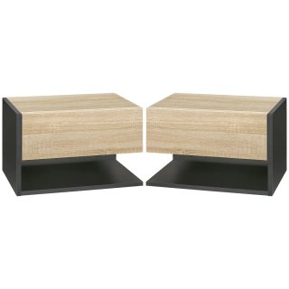 Juego 2 Mesitas Noche Flotantes Madera Negra