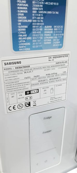 NEVERA COMBI SAMSUNG NO FROST ENERGÍA A+