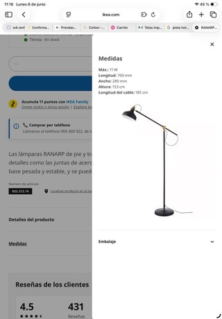 Lámpara de pie Ranarp blanca (descatalogada)