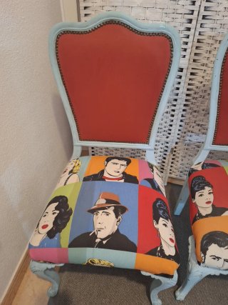 Sillas Isabelinas restauradas estilo pop art