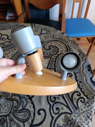 Lámpara de techo 3 focos madera y metal