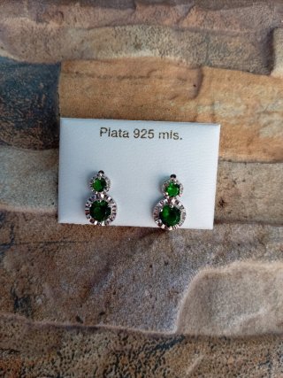 Pendientes Plata 925 con Piedras Verdes