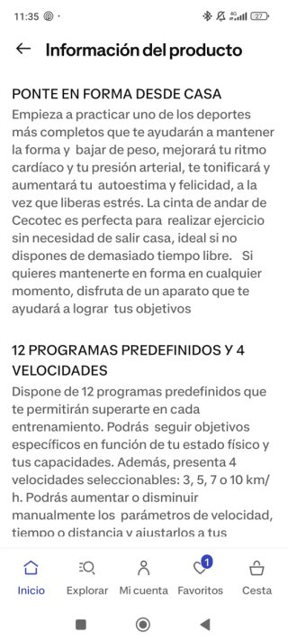 Cinta de Correr Cecotec Dynamic Speed en VALLECAS