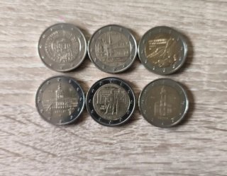 Lote 6 monedas 2 euros conmemorativas