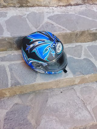 Casco de moto Premier azul y negro