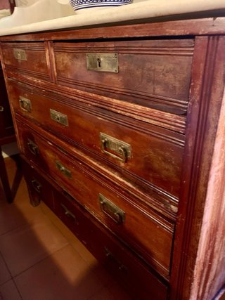 Cómoda tocador antiguo caoba mármol espejo