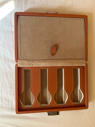 Estuche Plano Piel 8 Relojes Marrón