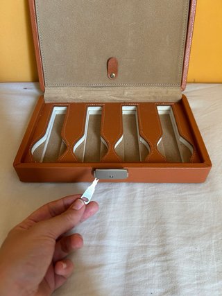 Estuche Plano Piel 8 Relojes Marrón