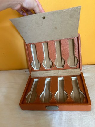 Estuche Plano Piel 8 Relojes Marrón