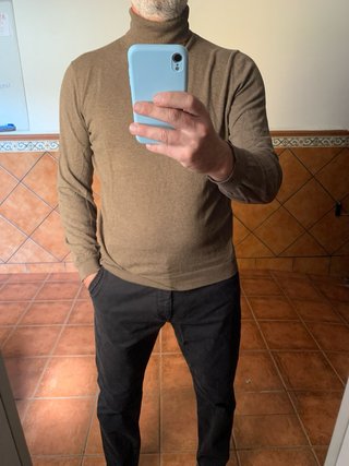 Massimo Dutti Jersey Cuello Alto Marrón Talla L