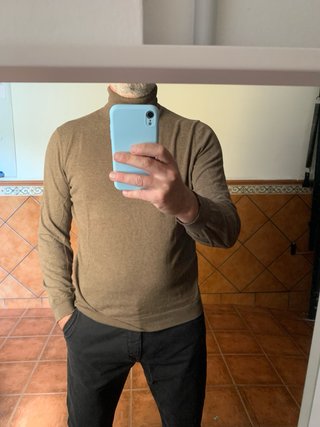 Massimo Dutti Jersey Cuello Alto Marrón Talla L