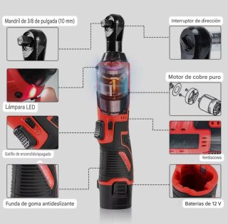 Llave Trinquete Inalámbrica Recargable (2 Baterías