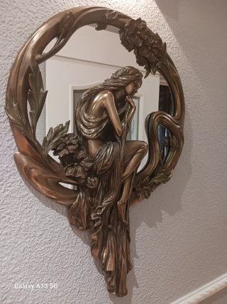 Espejo Bronce Decorativo Figura Mujer