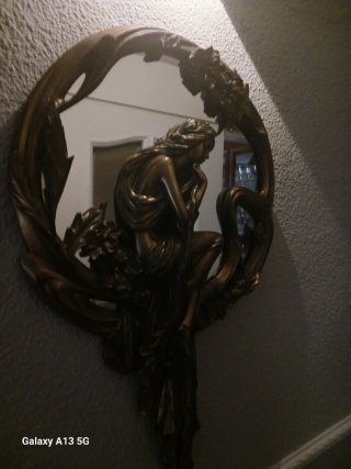 Espejo Bronce Decorativo Figura Mujer