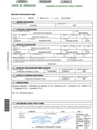 Boletin agua Certificado