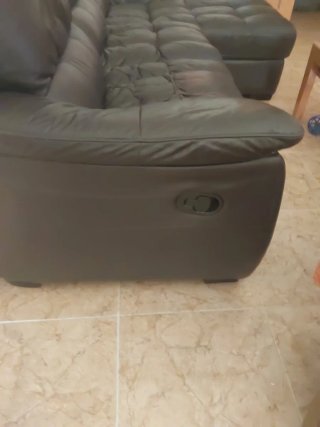 Sofá Chaiselongue Piel Negro/Marrón