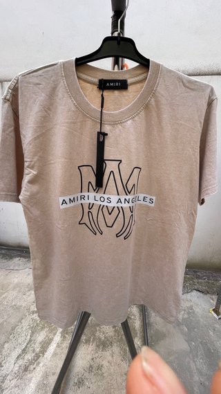 Camiseta Amiri Beige Logo Los Angeles