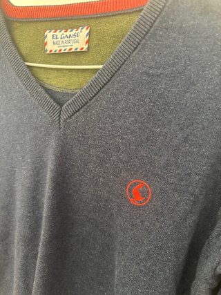 Jersey El Ganso azul con coderas rojas Talla M
