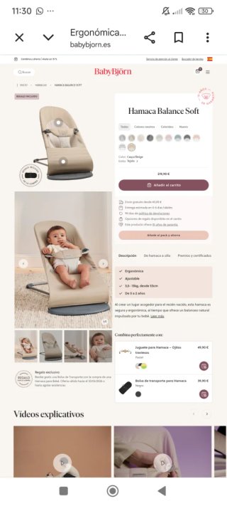 Hamaca BabyBjörn Balance Soft Beige