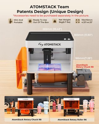 AtomStack P1 Grabador Láser 5W con Rodillos