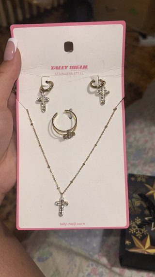 Set Tally Weijl collana, anello, orecchini croce