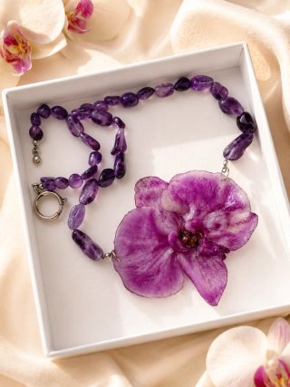 Collana Ametista con Orchidea Vera