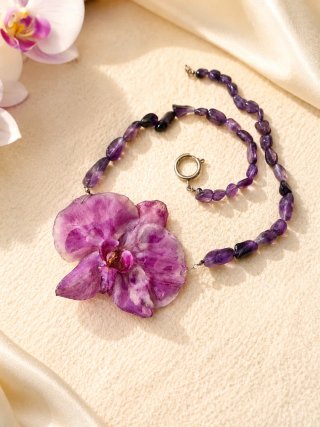Collana Ametista con Orchidea Vera