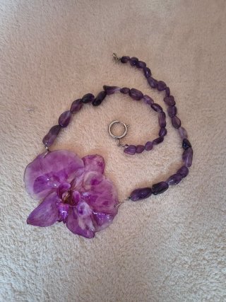 Collana Ametista con Orchidea Vera