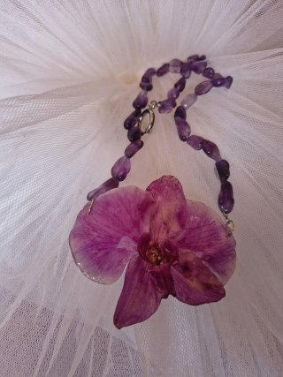 Collana Ametista con Orchidea Vera