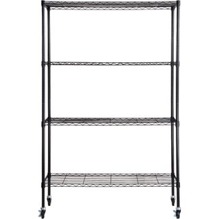 Scaffale portaoggetti 4 Ripiani Regolabili Nero