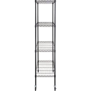 Scaffale portaoggetti 4 Ripiani Regolabili Nero