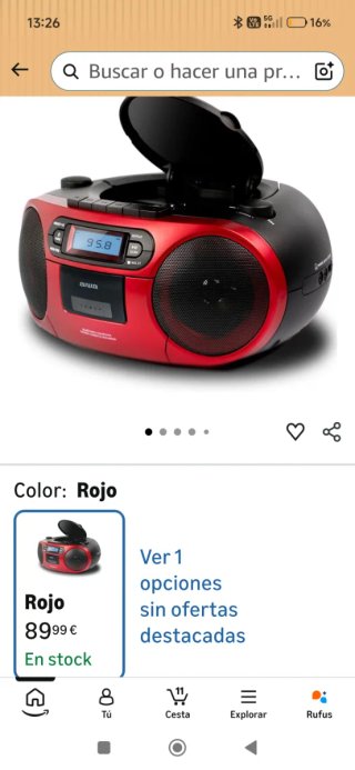 Aiwa BBTC-550 Boombox CD/MP3/BT/Auriculares.