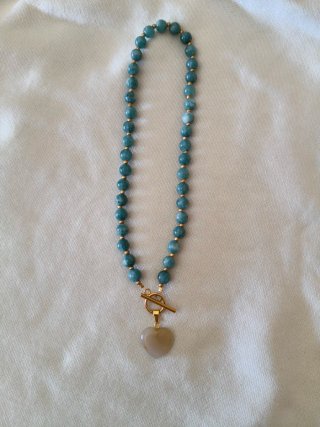 Collar Corazón Azul y Dorado