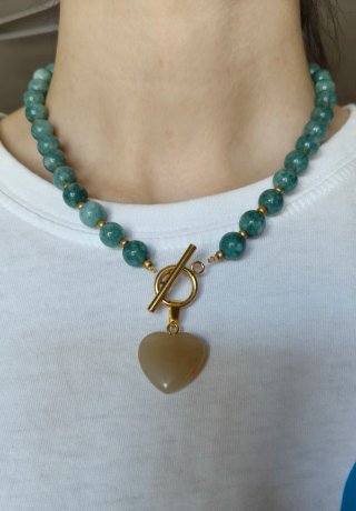 Collar Corazón Azul y Dorado