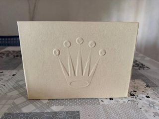 Caja original de reloj Rolex verde y beige