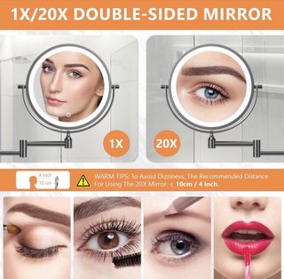 Espejo Maquillaje con Luz 20XAumento Negro