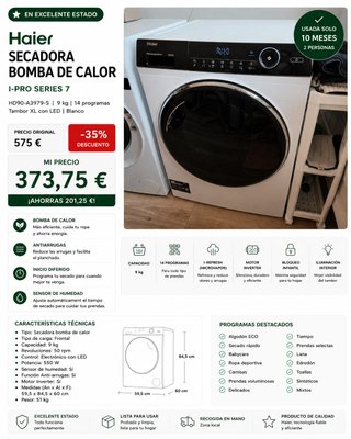 Secadora Haier I-PRO SERIES 7 Bomba Calor