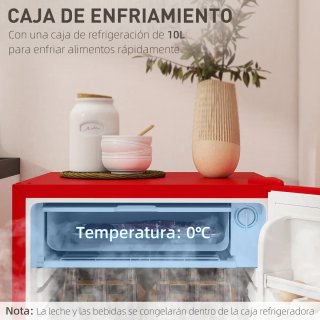 Nevera Pequeña Roja 91L con Congelador