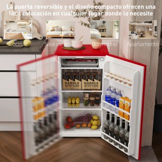 Nevera Pequeña Roja 91L con Congelador