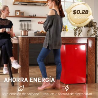 Nevera Pequeña Roja 91L con Congelador
