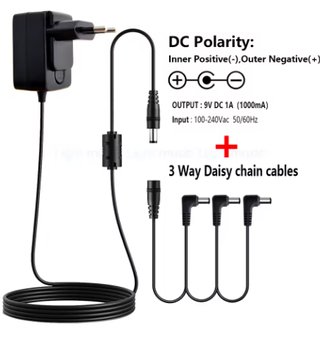 Adaptador 9V DC 1A para pedales guitarra